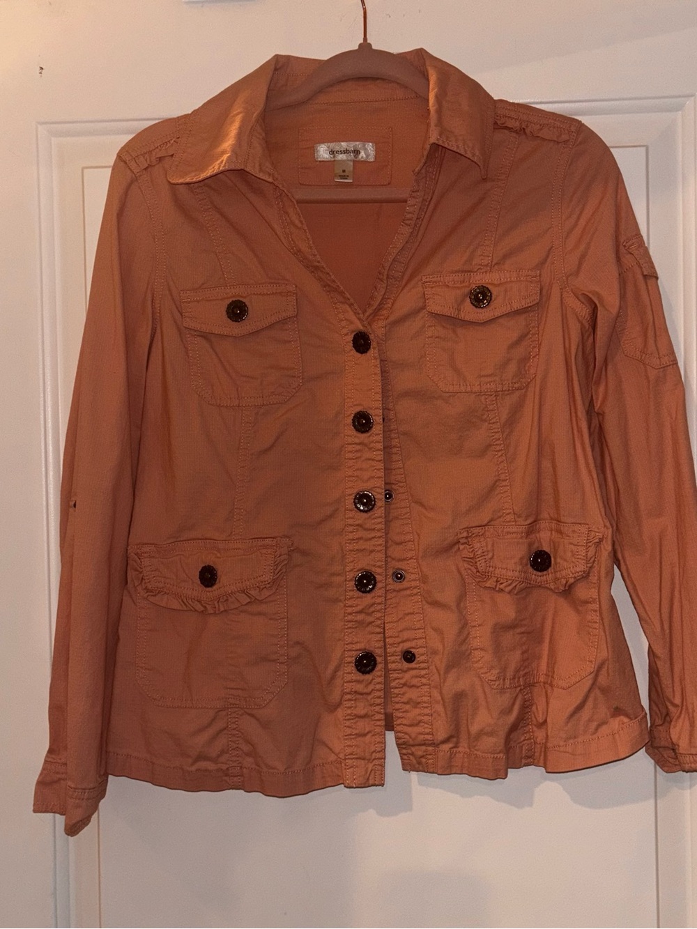 Dressbarn Utility Jacket Medium | Floral button detail | Lightweight Coat